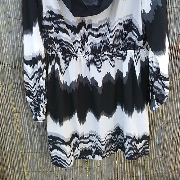 C. Luce Black & White Scoop Neck Long Sleeve Women's Dress - L - Picture 4 of 16